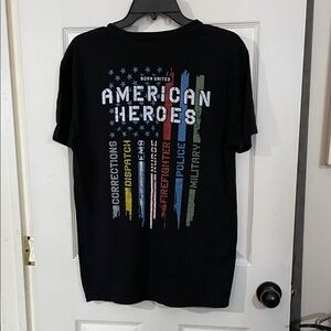 Born United American Heroes Black Men's Tee. Size L